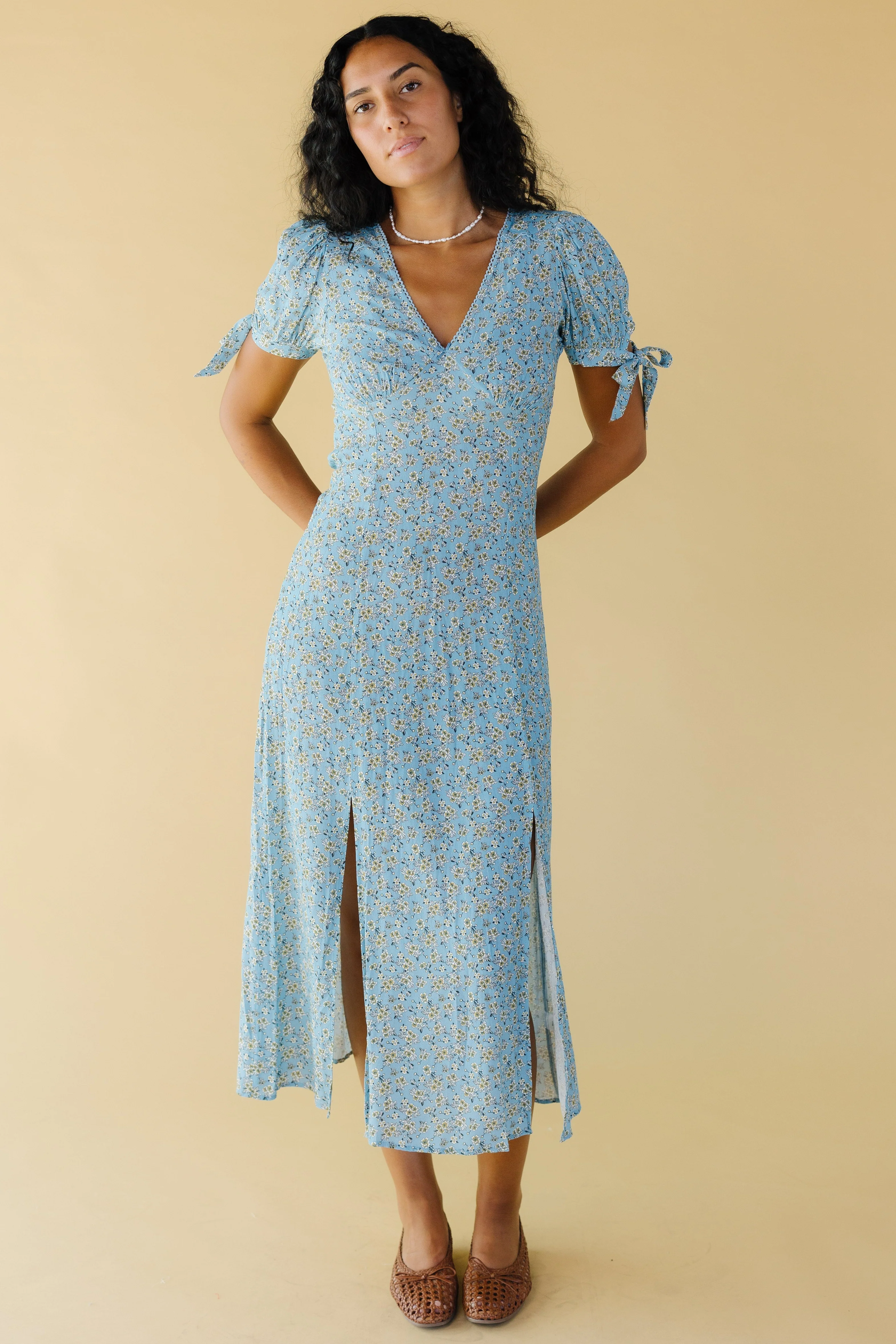 Blue Floral Midi Dress