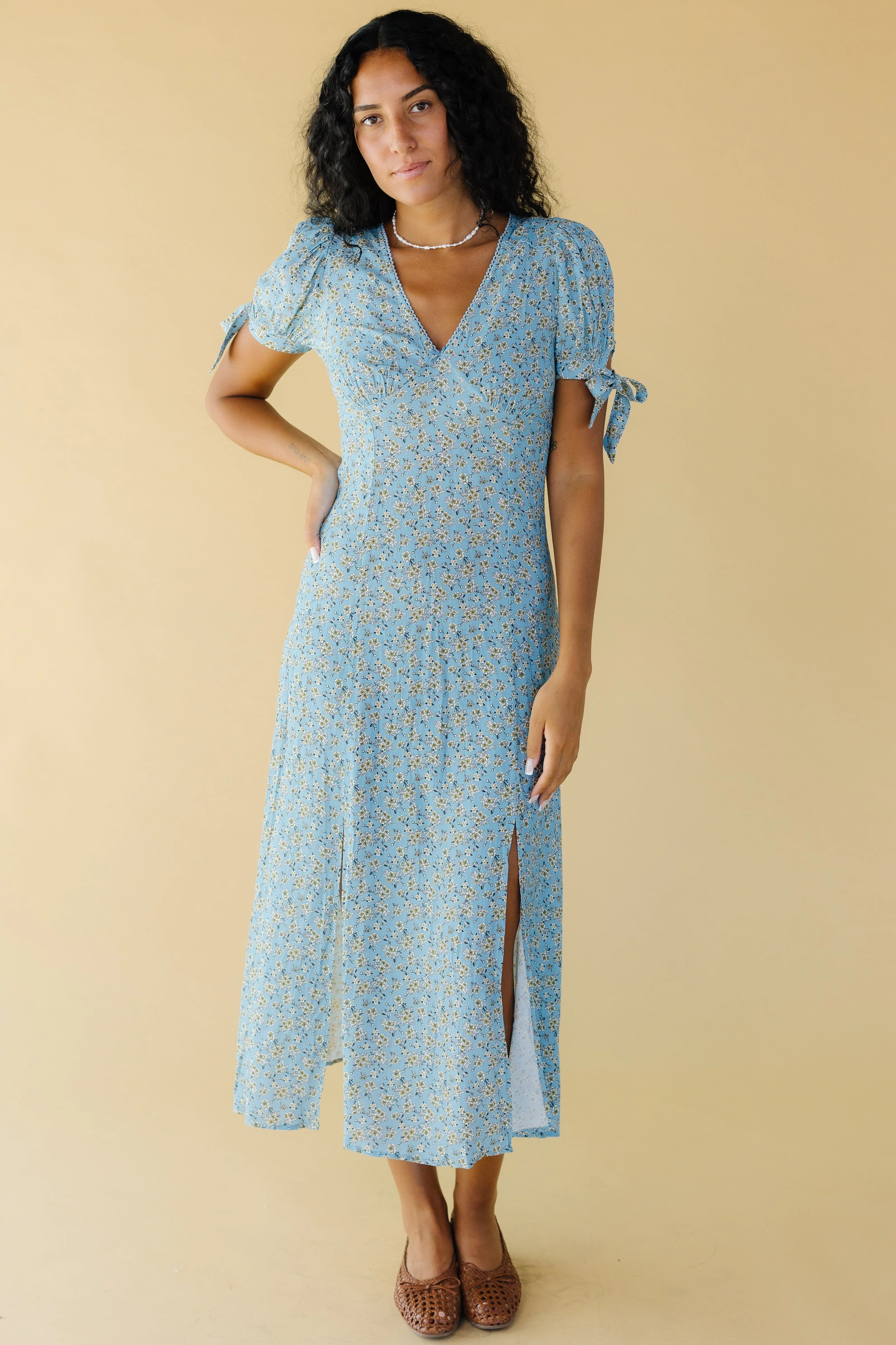 Blue Floral Midi Dress - Image 2