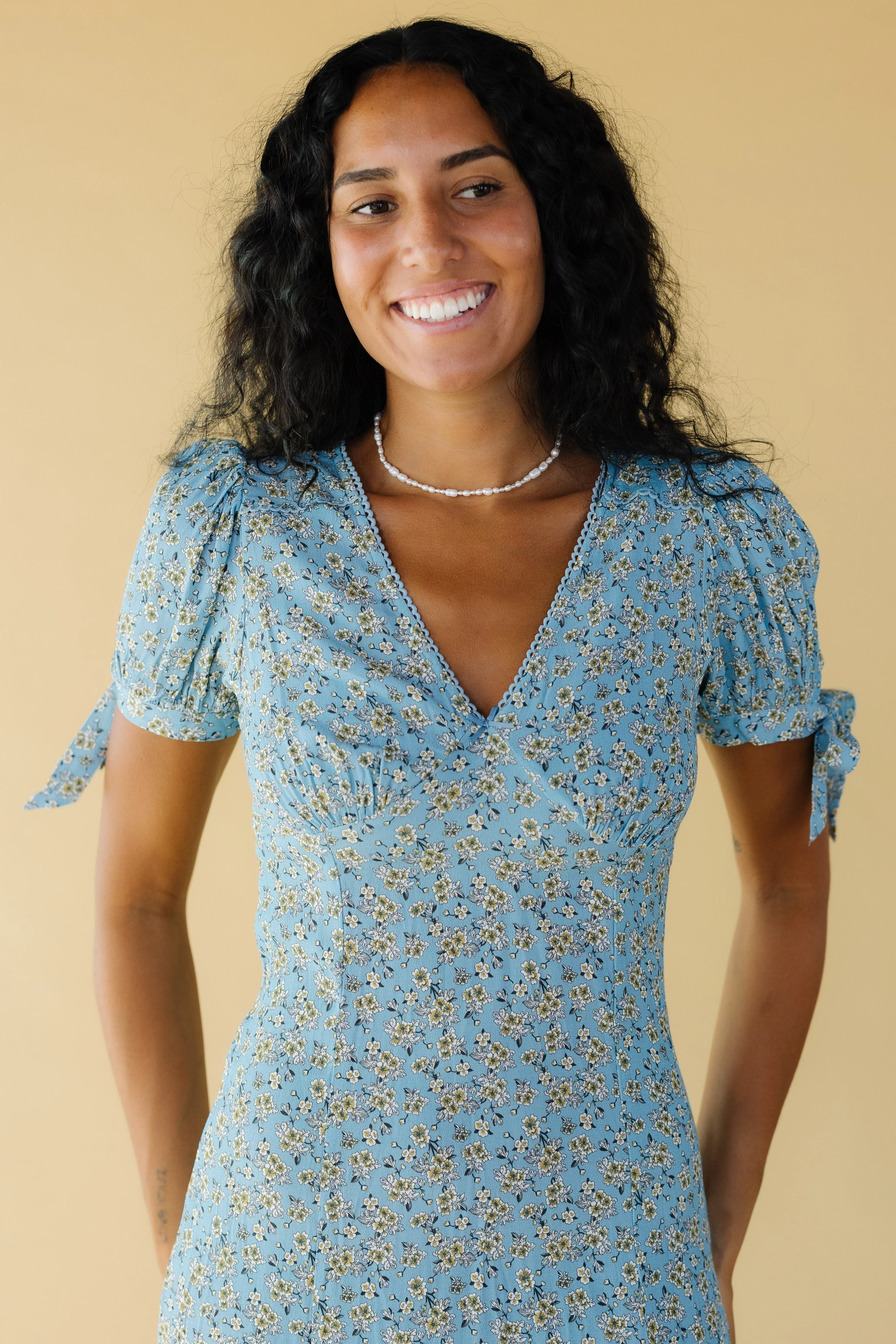 Blue Floral Midi Dress - Image 3