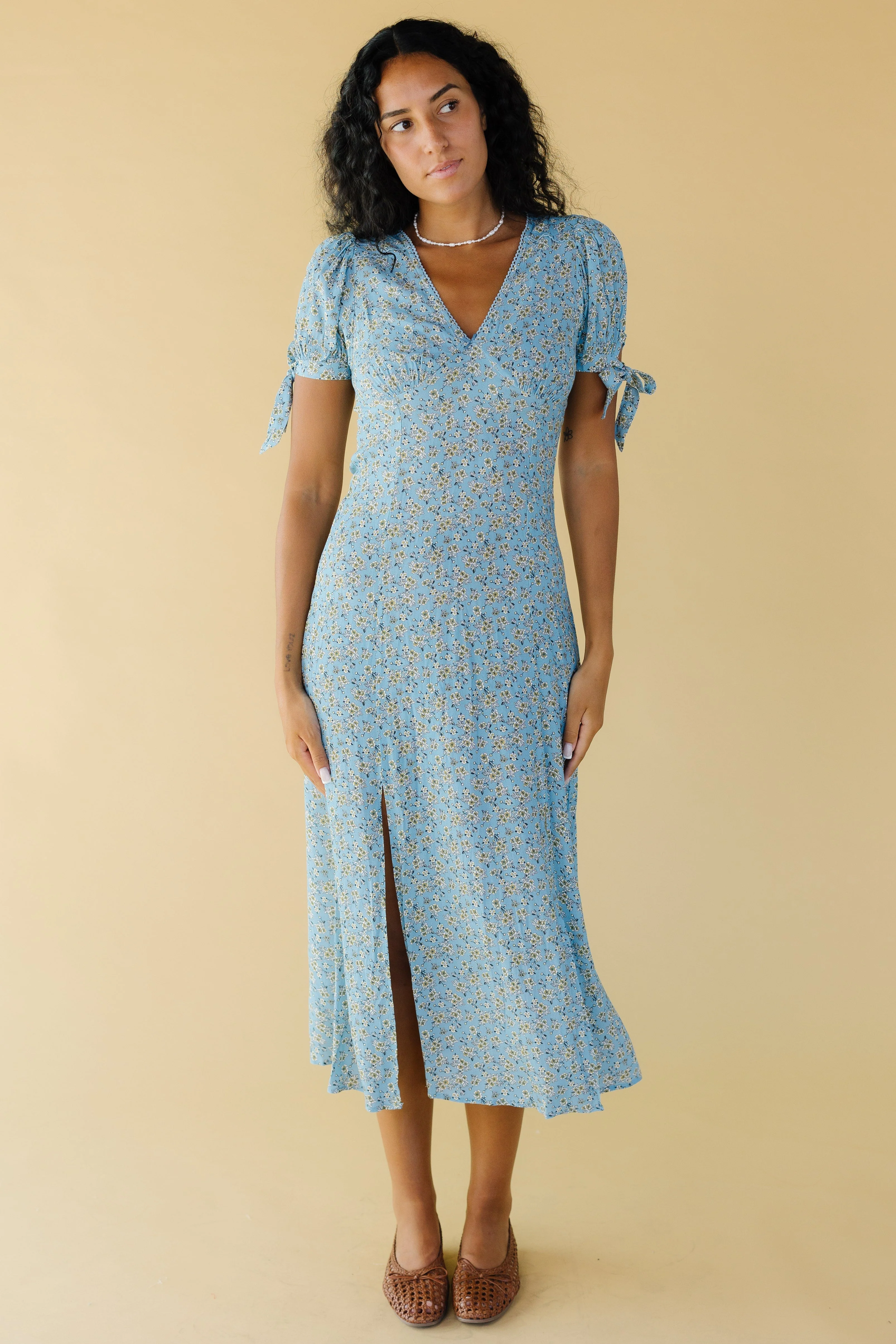 Blue Floral Midi Dress - Image 4