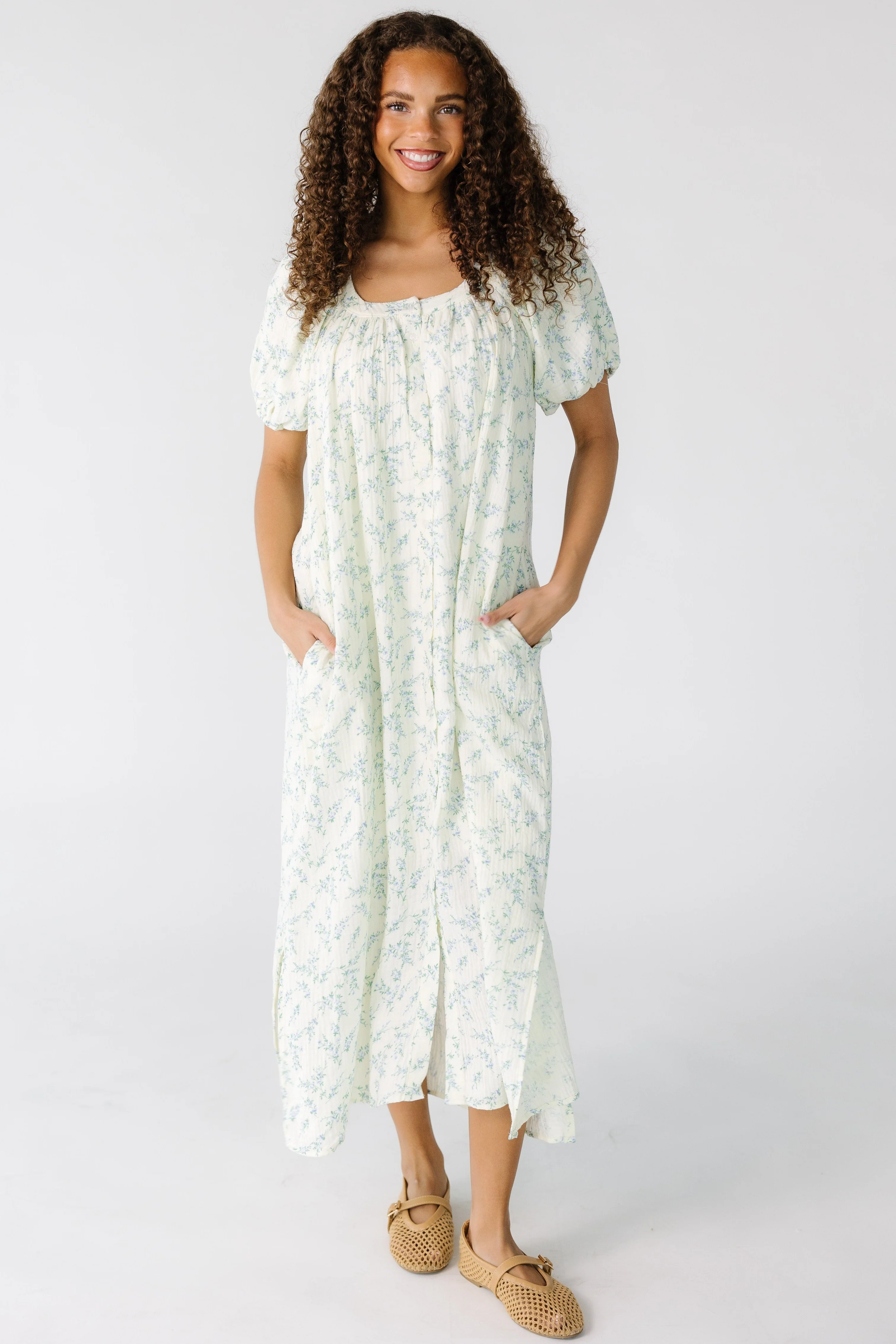 Brass & Roe Daybreak Gauze Button Down Dress