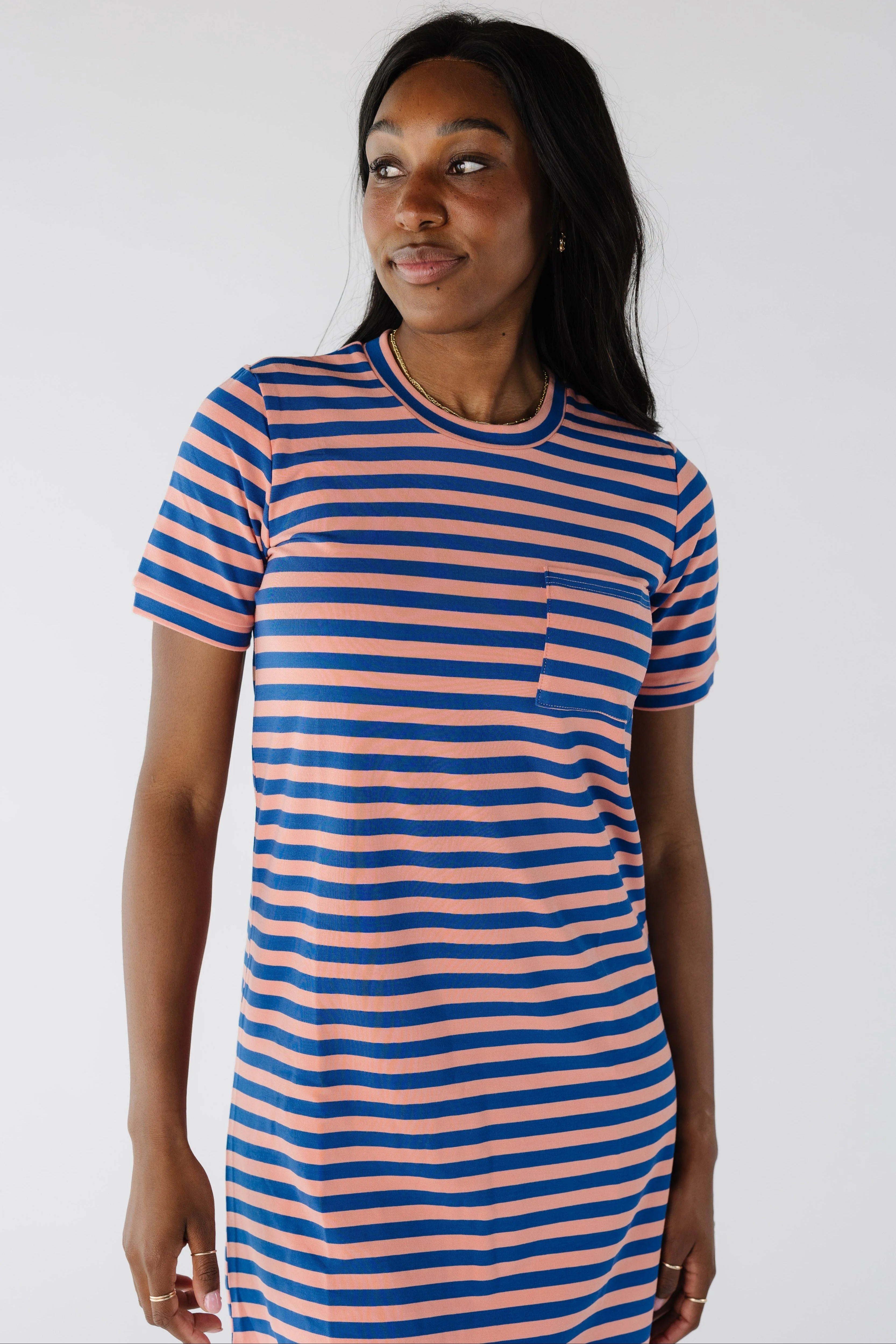 Brass & Roe All Day Stripe T-Shirt Dress - Image 6