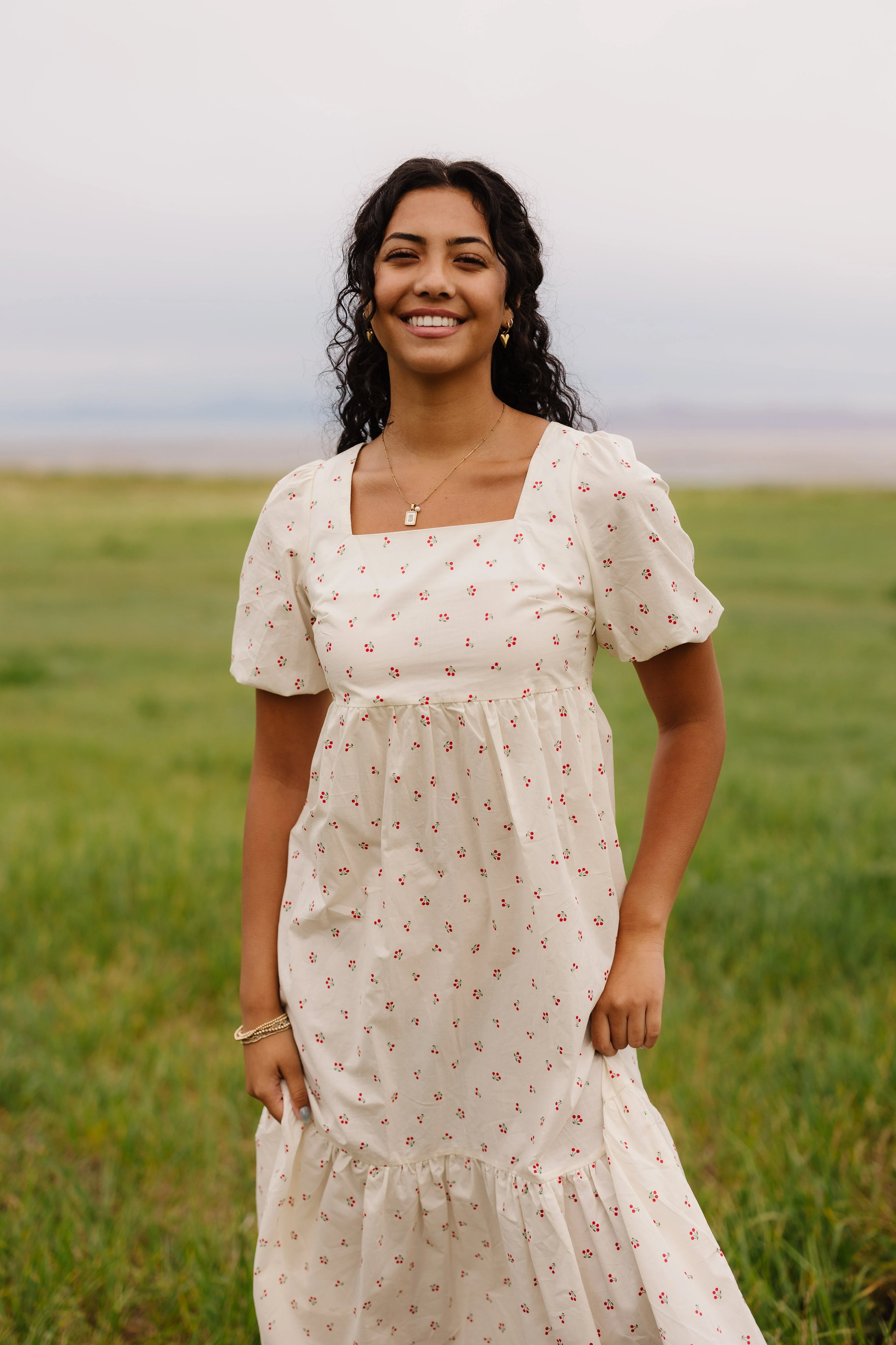 Brass & Roe Cherry Square Neck Dress