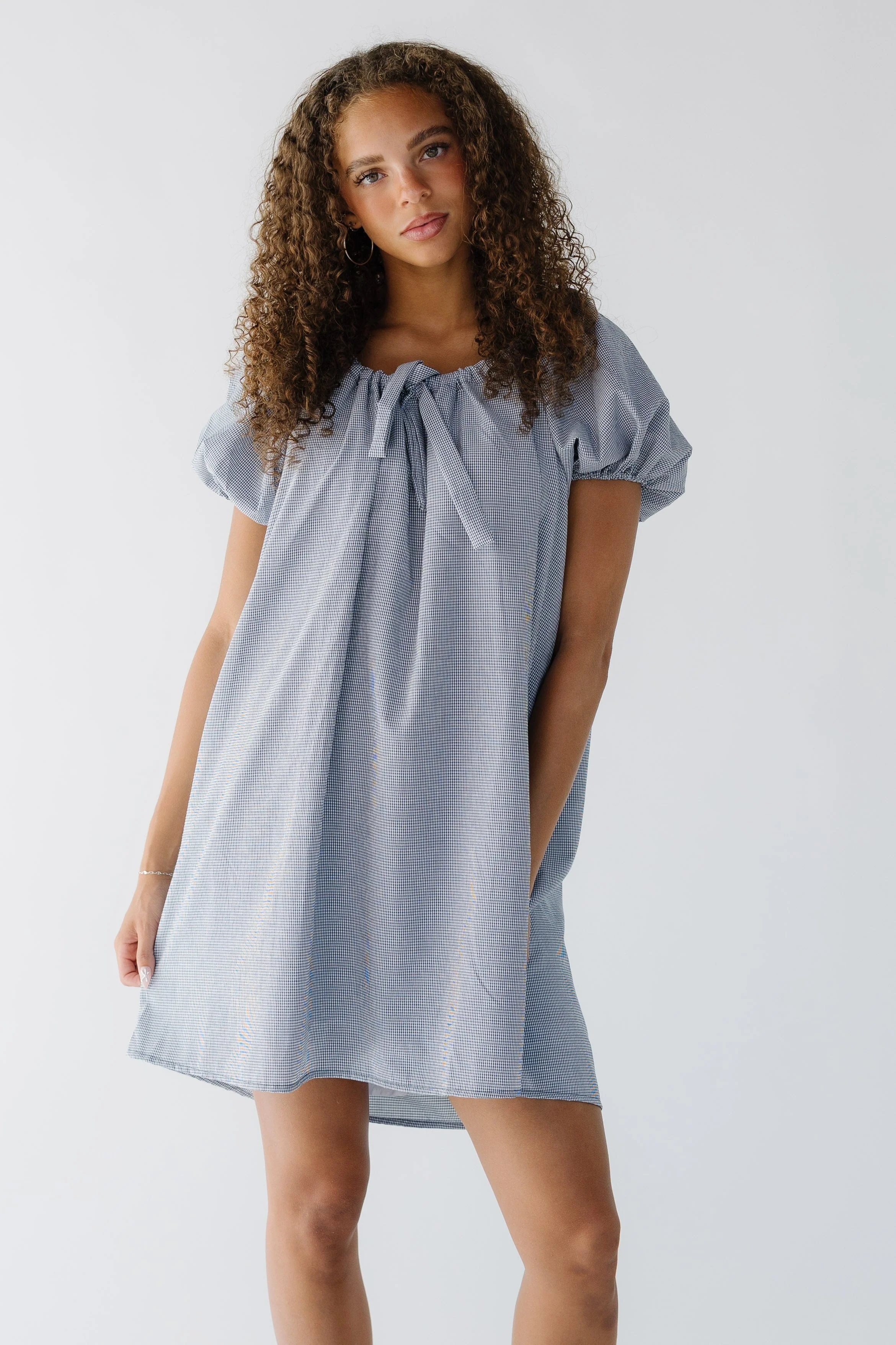 Brass & Roe Gingham Bow Short Dress - Image 4