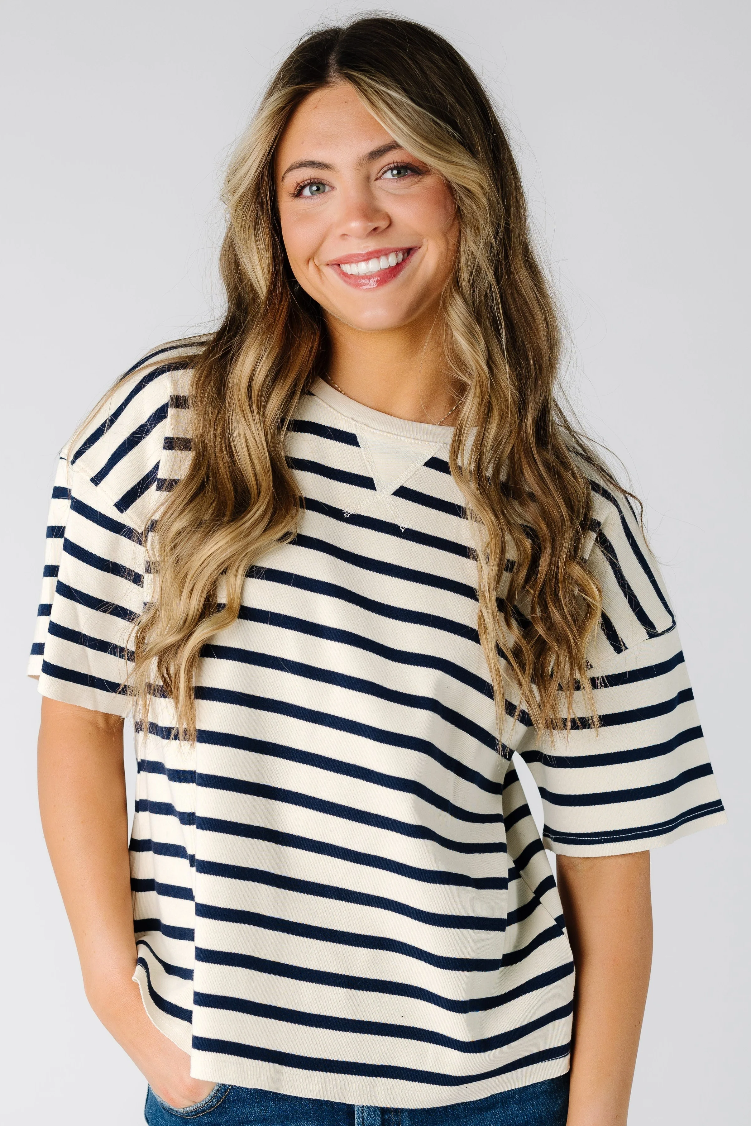 Brass & Roe Steph Stripe Tee - Image 2