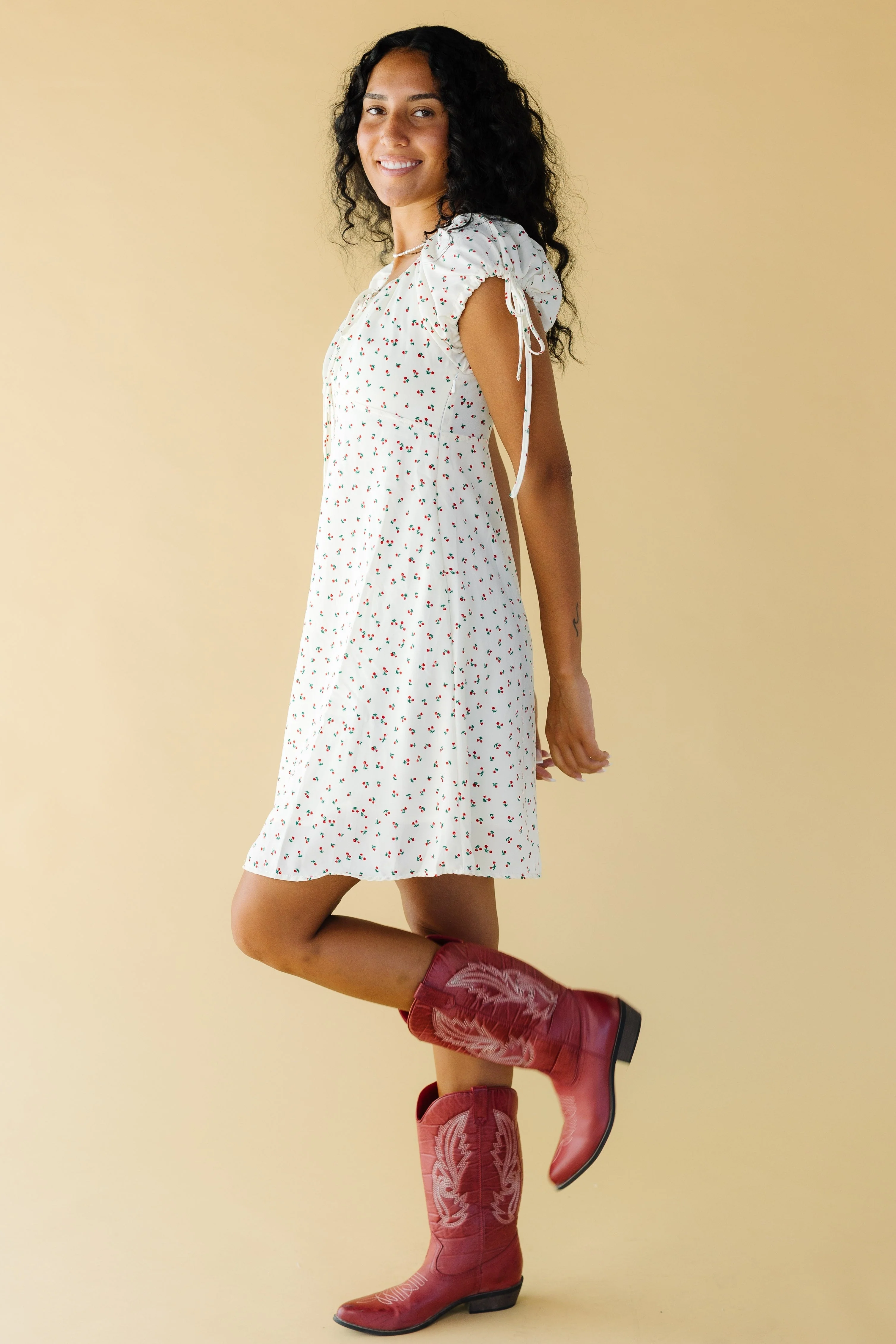 Brass & Roe Tali Knee Dress - Cream - Image 3