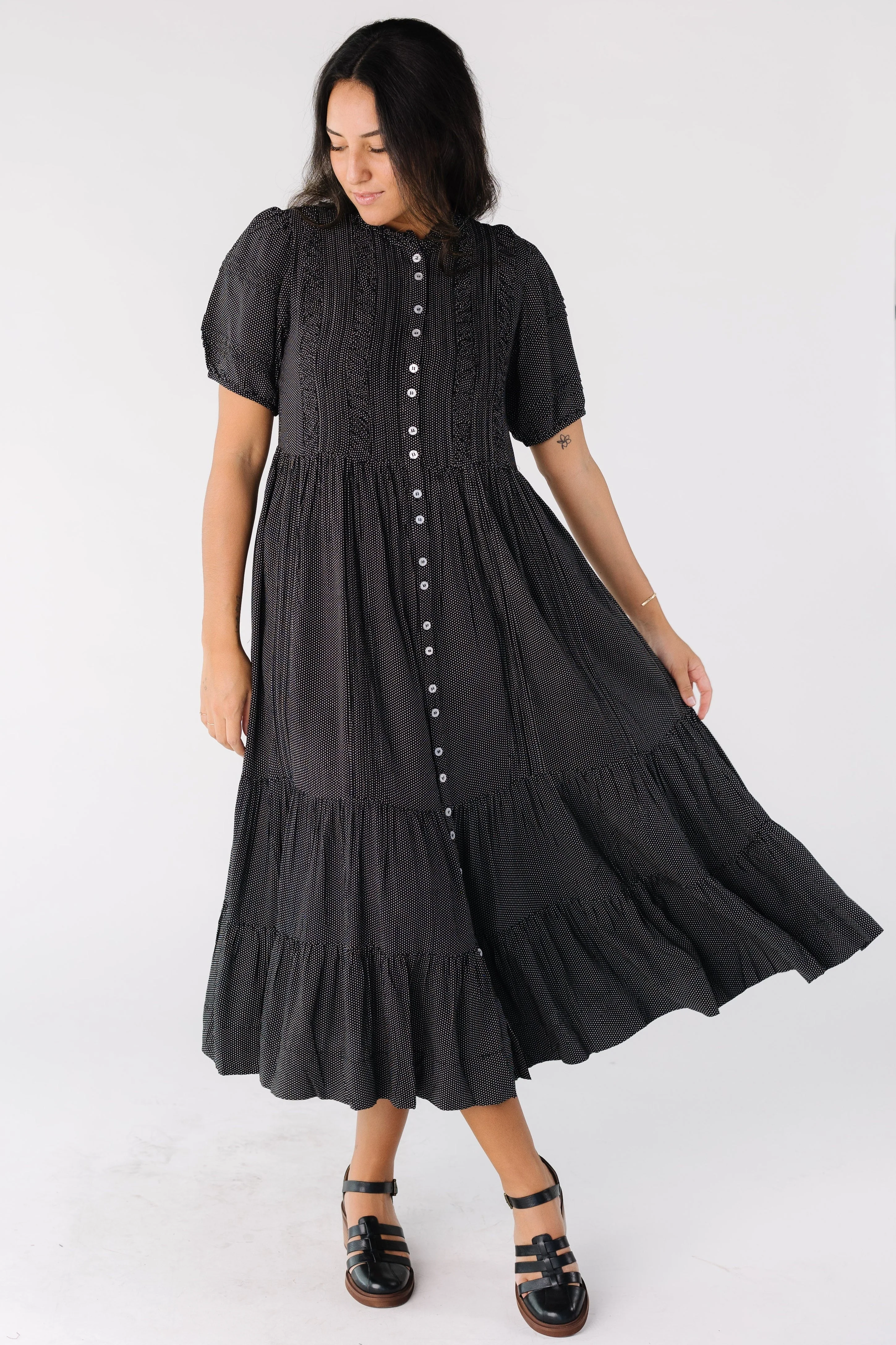 Citrus Flower Fields Dress- Polka Dot