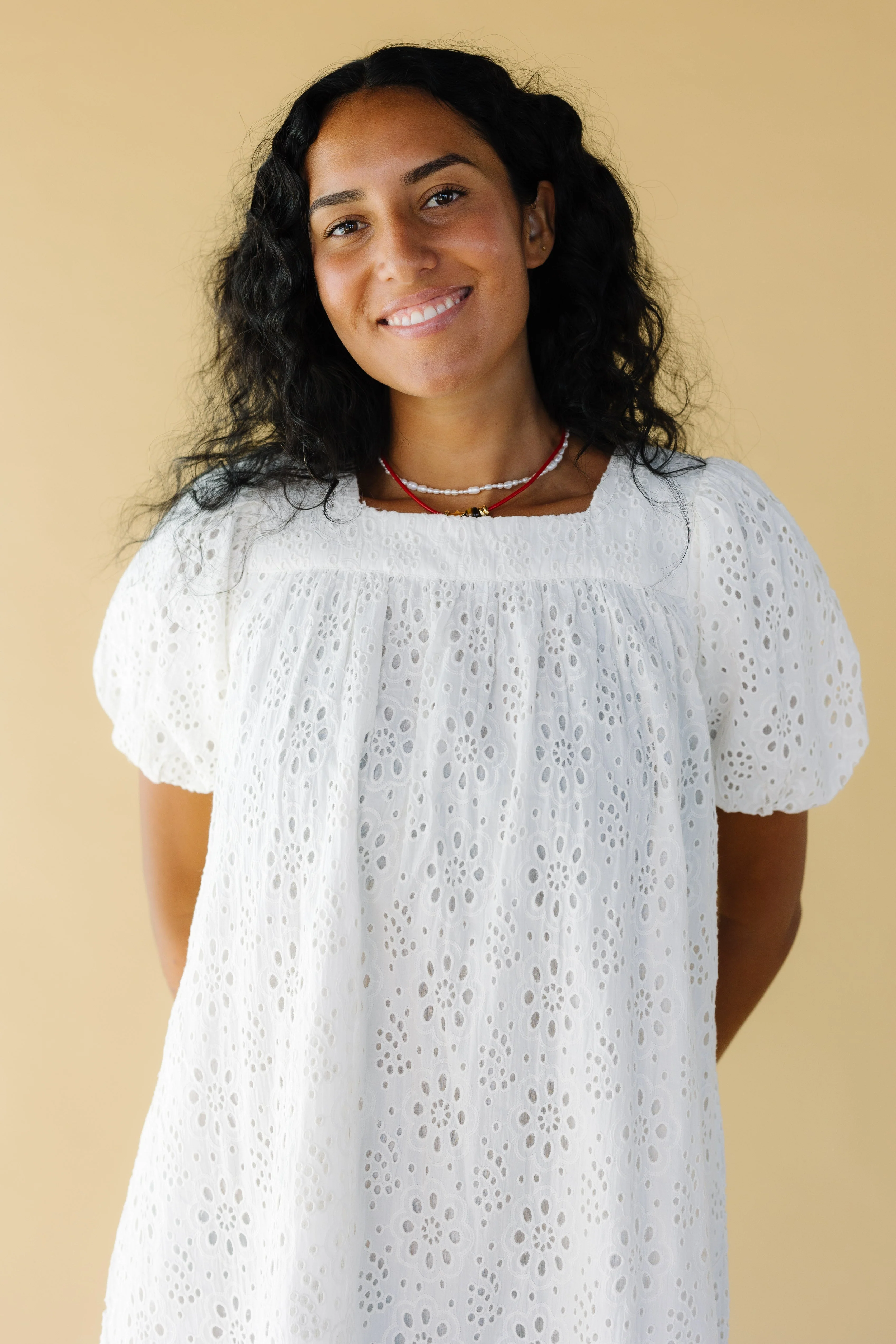 Citrus Eyelet Knee Dress - Image 2