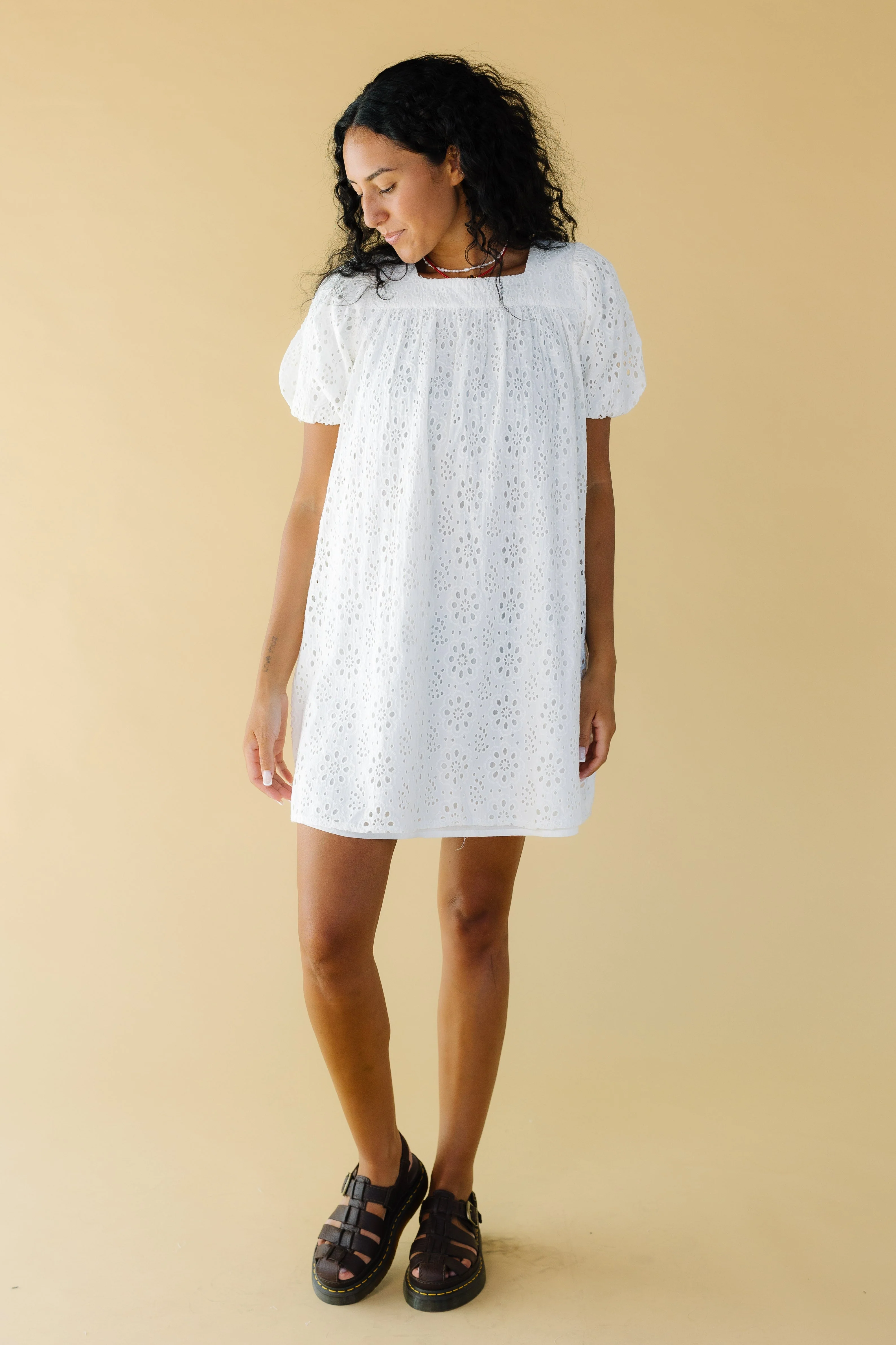 Citrus Eyelet Knee Dress - Image 3