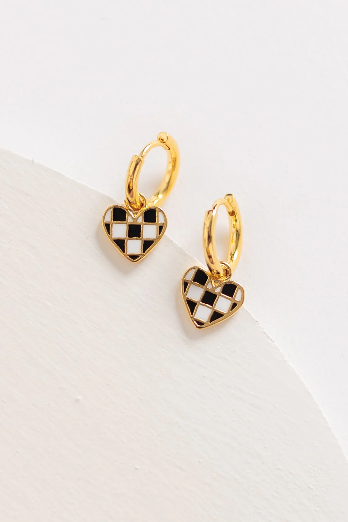Cove Checker Heart Huggie Earrings - Image 2