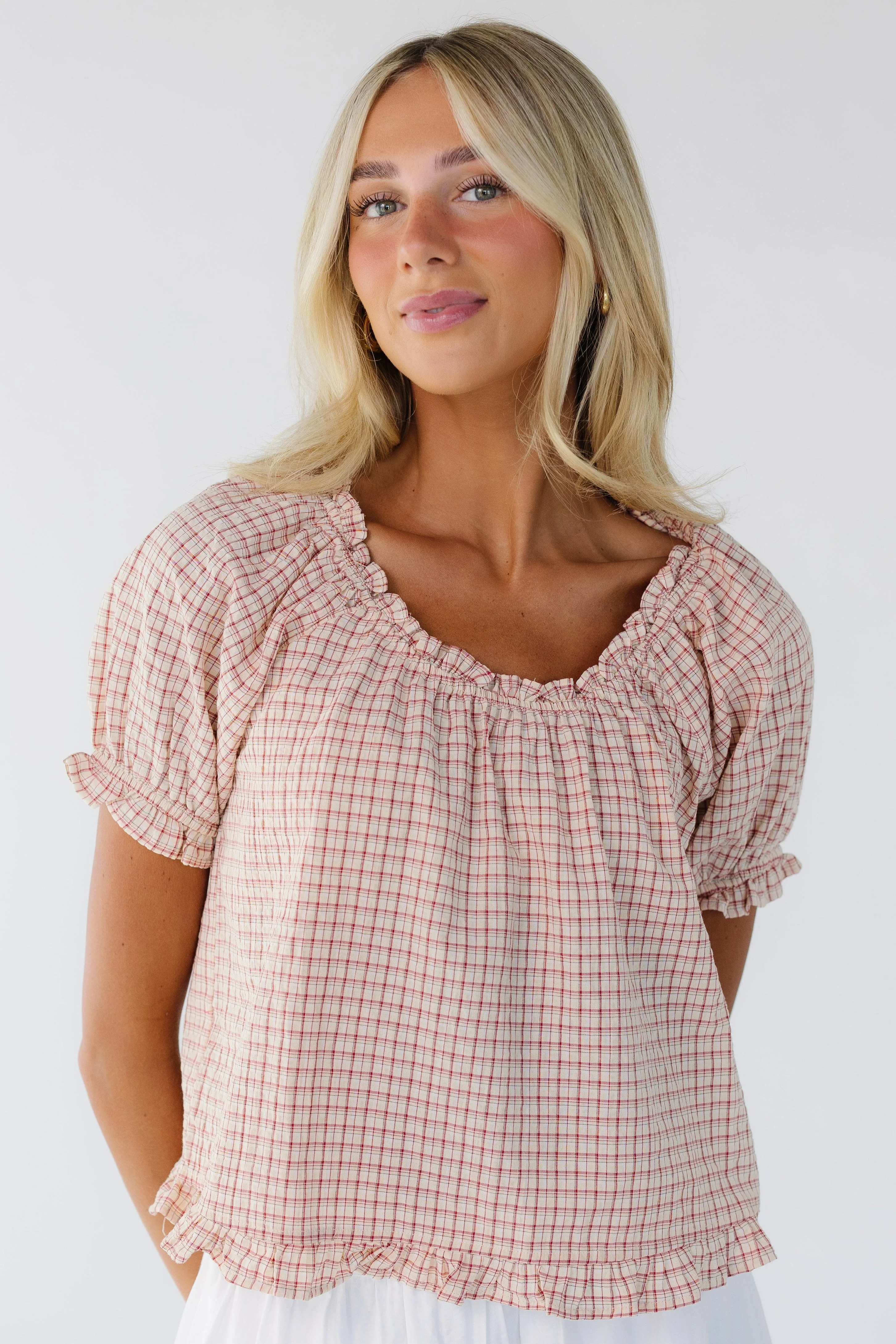 Francine Checkered Top -Red