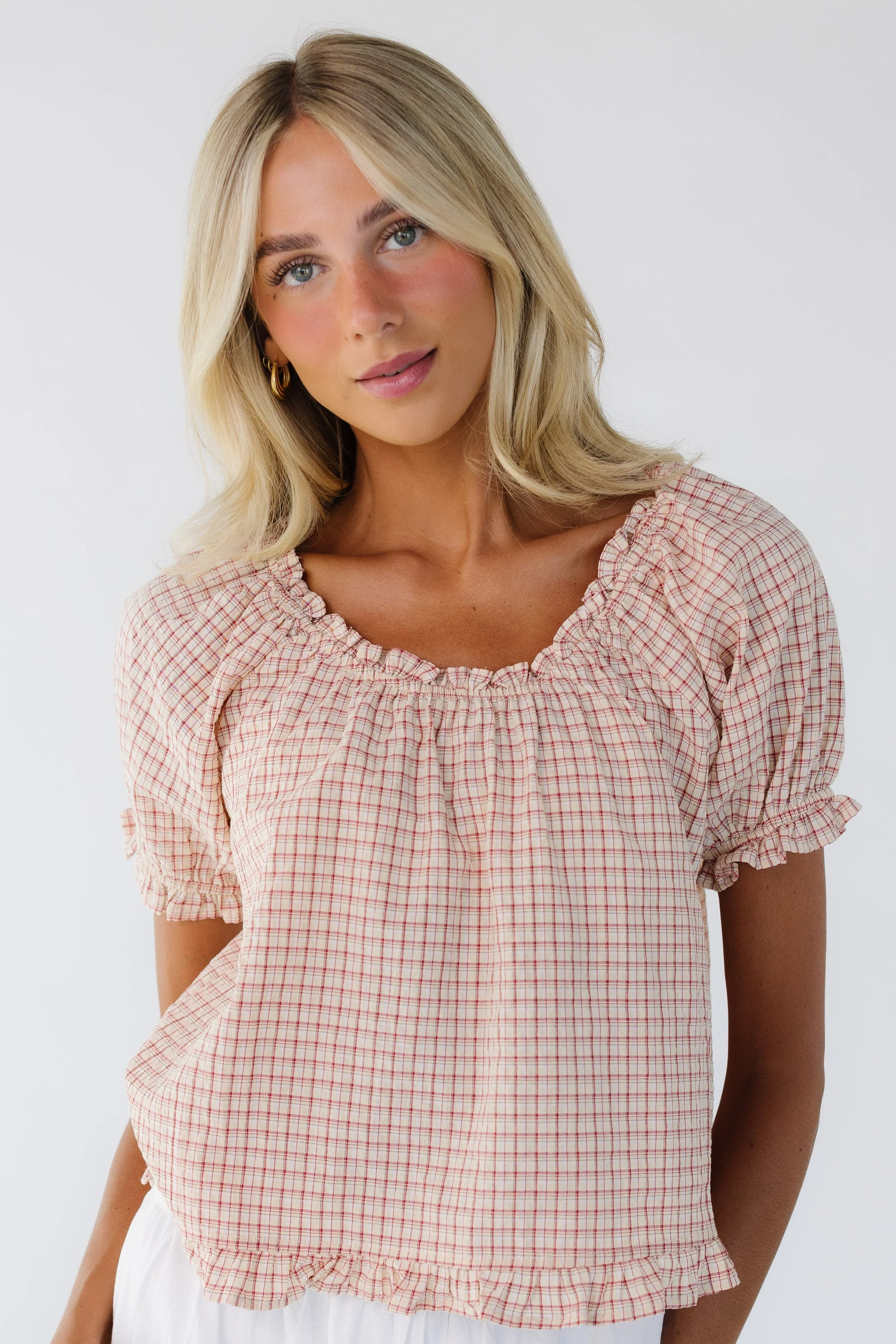Francine Checkered Top -Red - Image 2