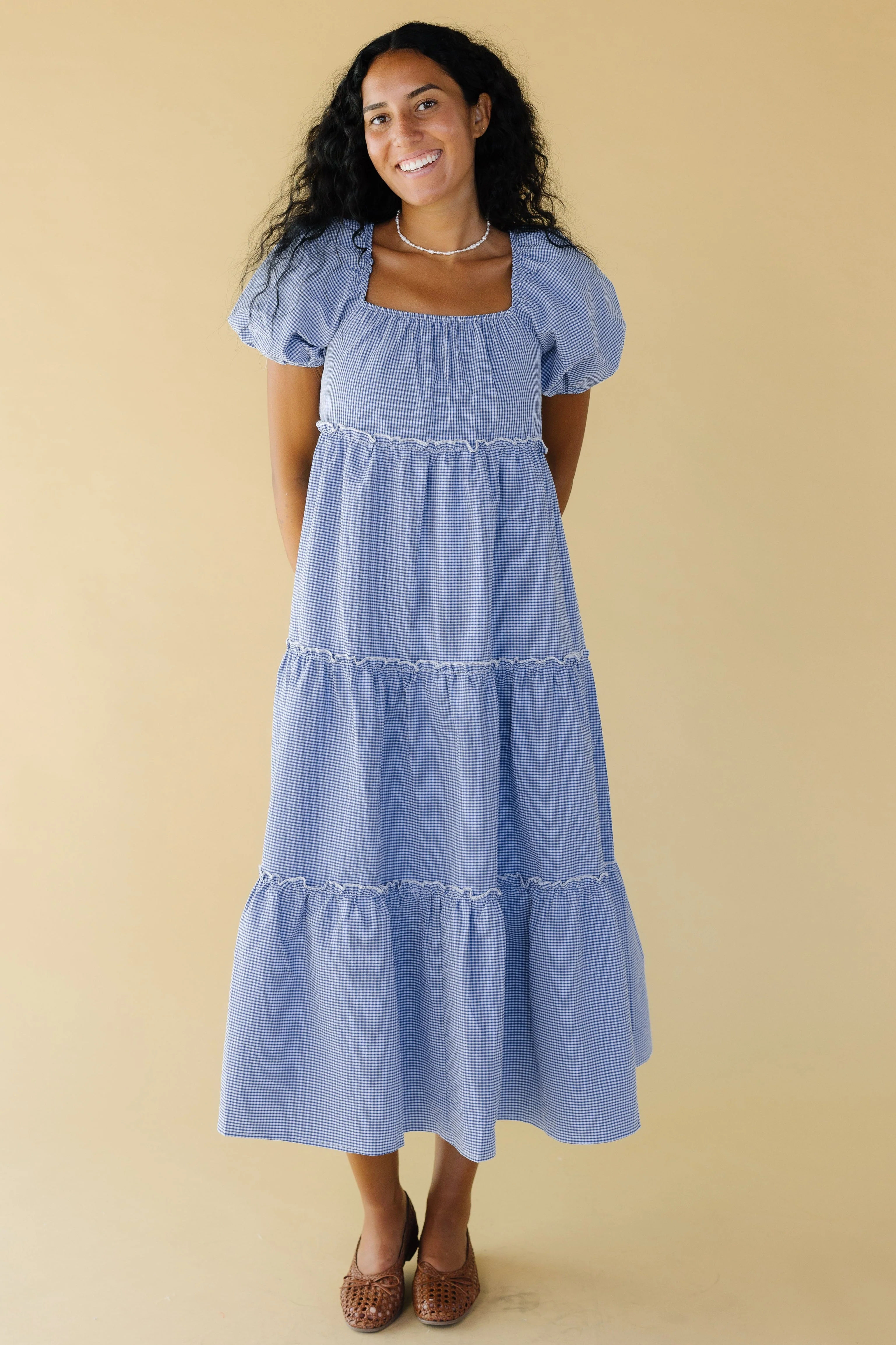 Brass & Roe Charity Tier Dress - Navy/White