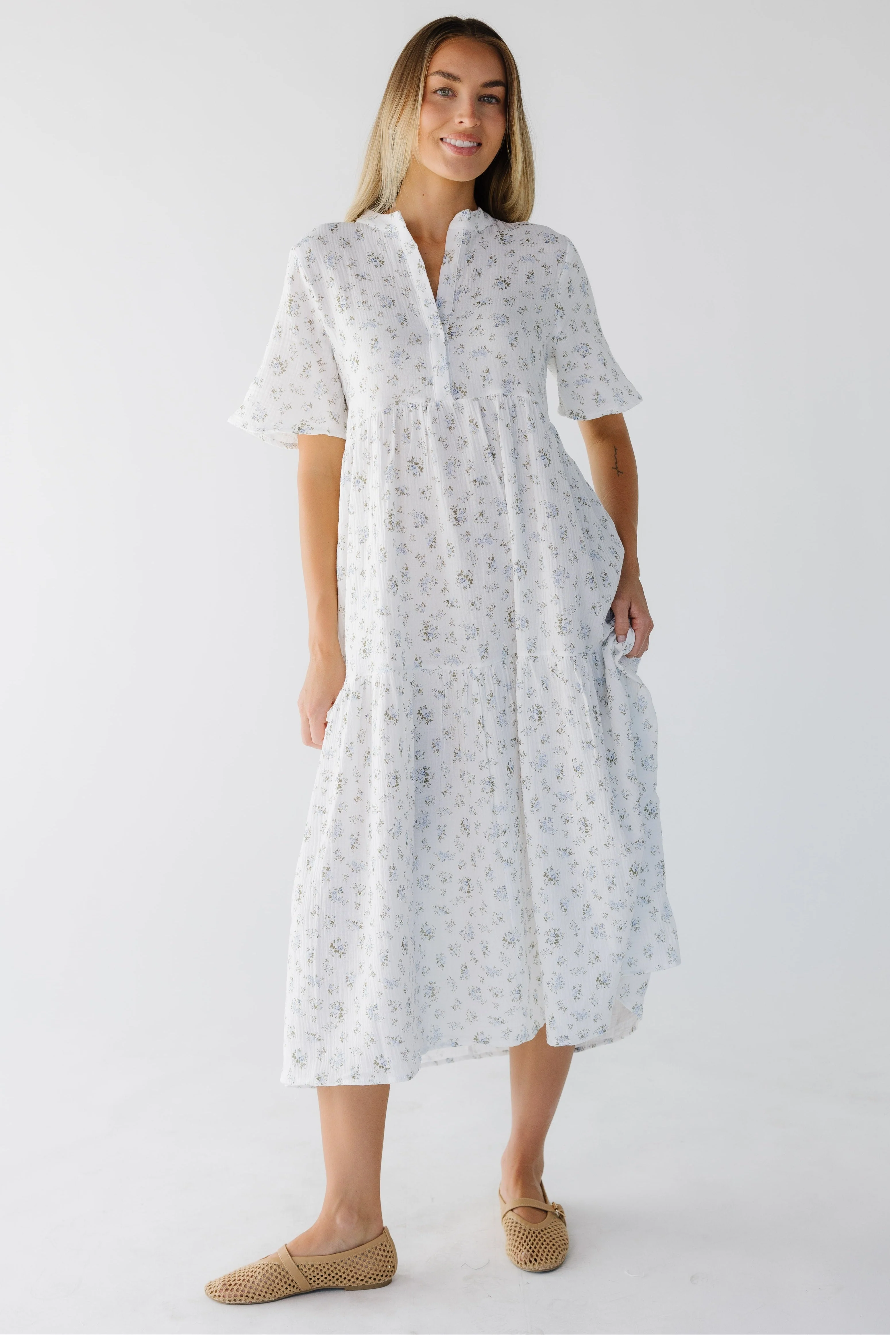 Brass & Roe Pondering Gauze Print Dress - Image 5