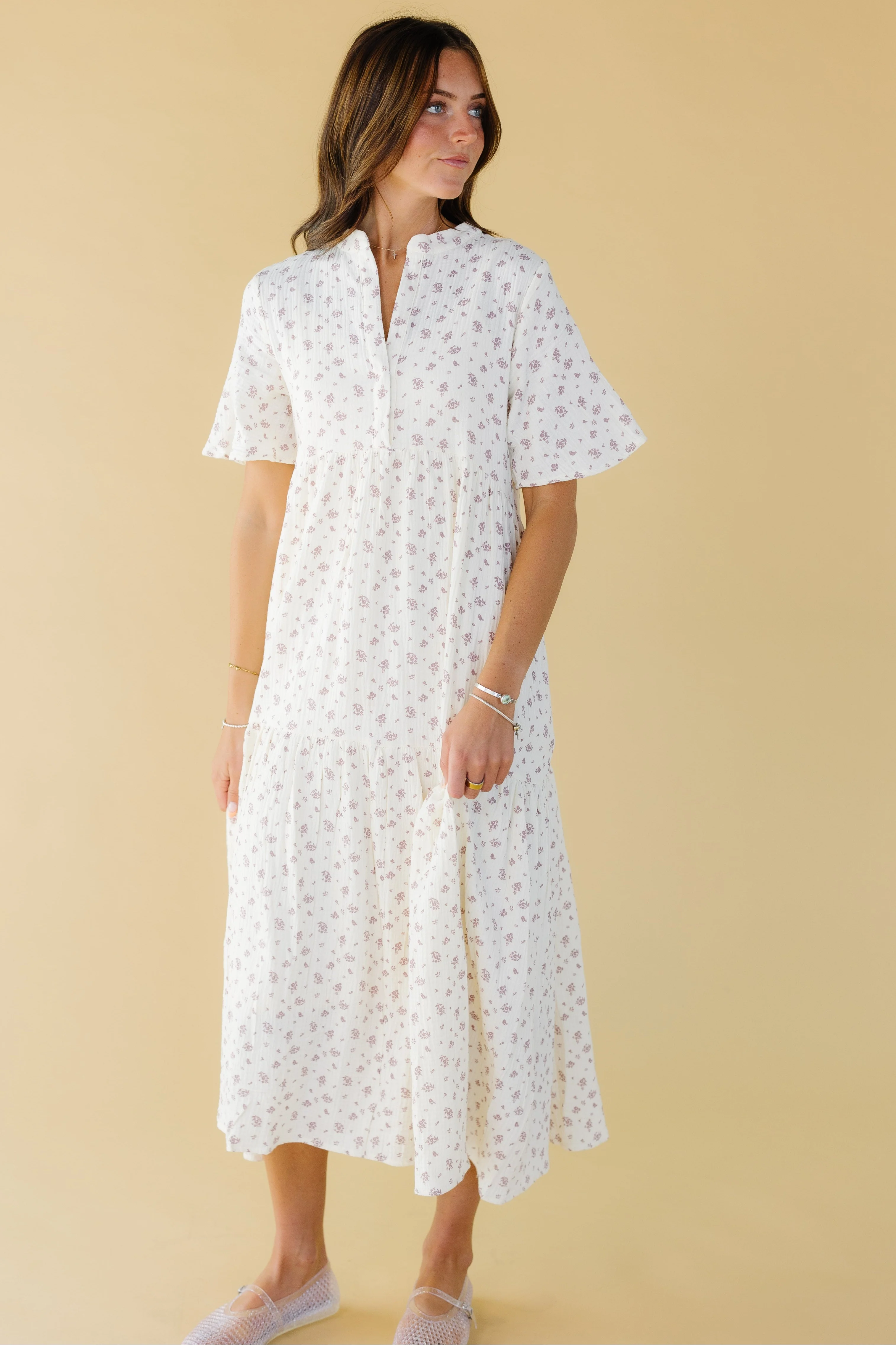Brass & Roe Pondering Gauze Print Dress - Image 8