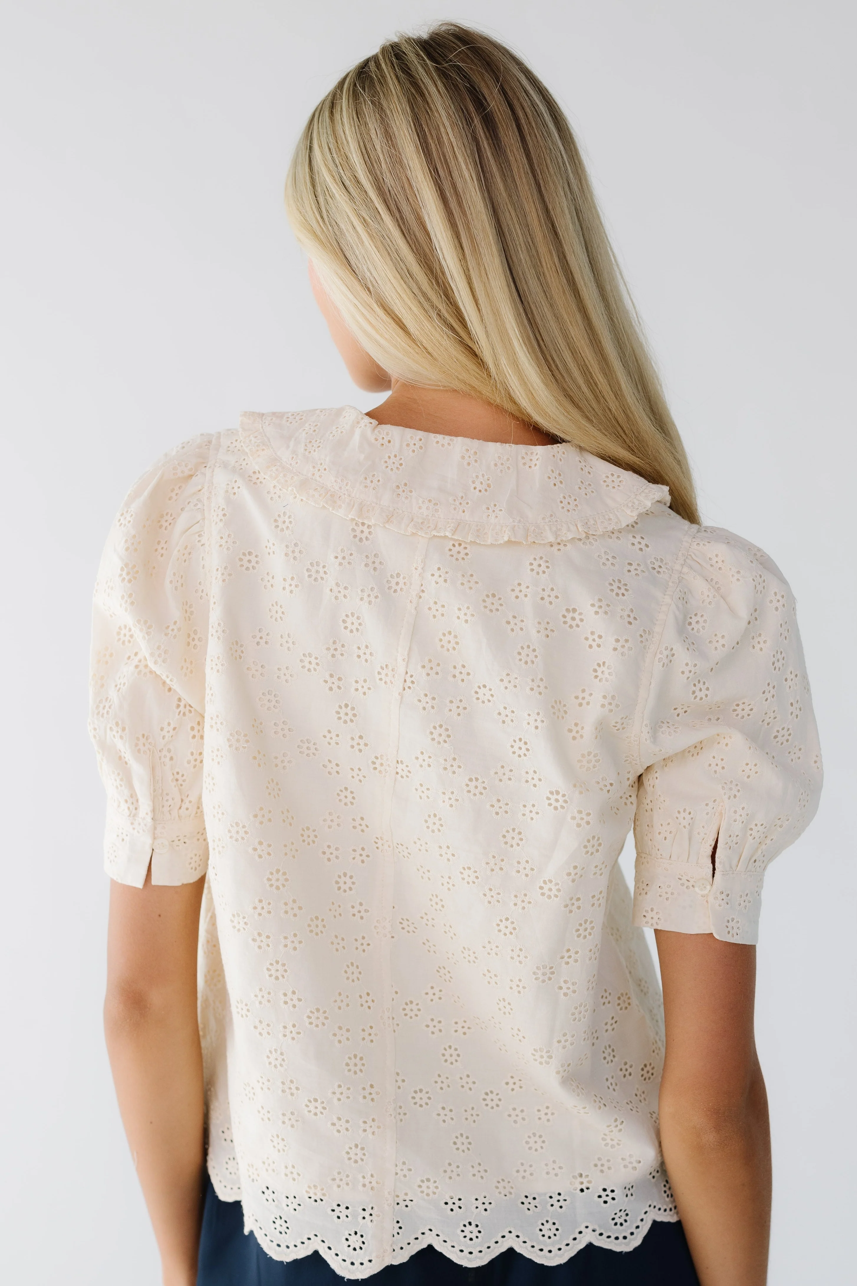 Brass & Roe Roe Collar Eyelet Blouse - Image 4