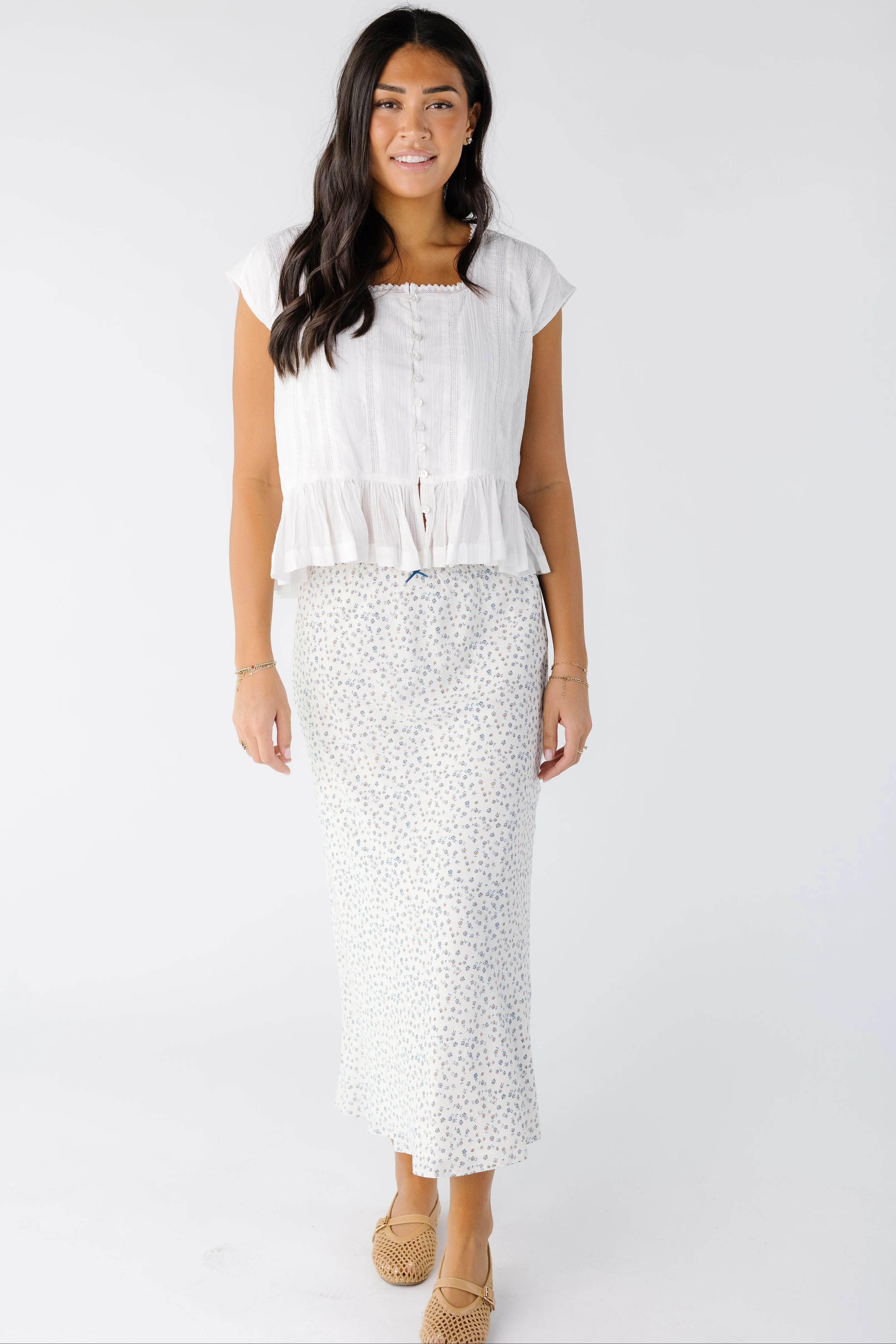 Ditsy Floral Bow Trim Skirt - Image 2
