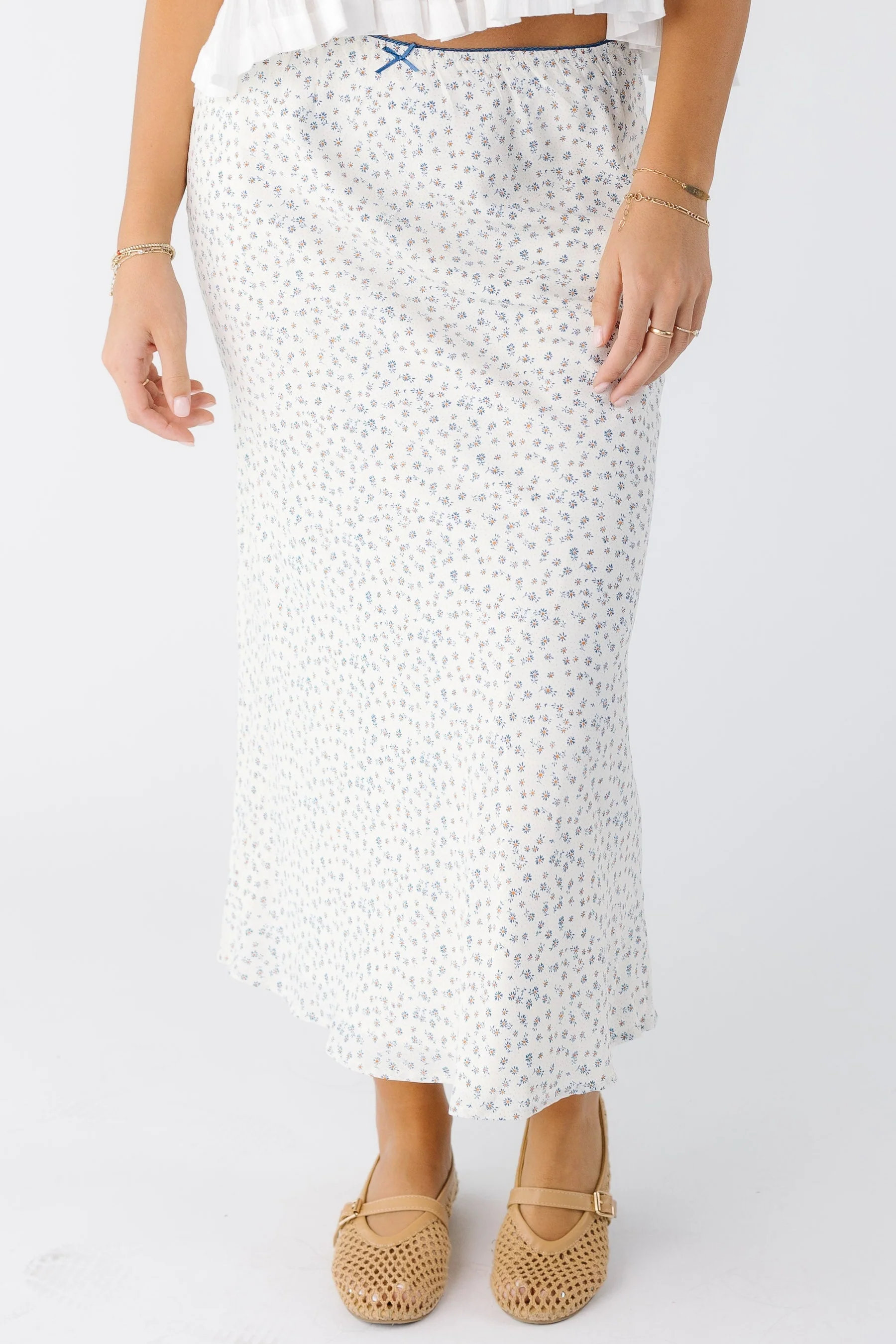 Ditsy Floral Bow Trim Skirt - Image 3