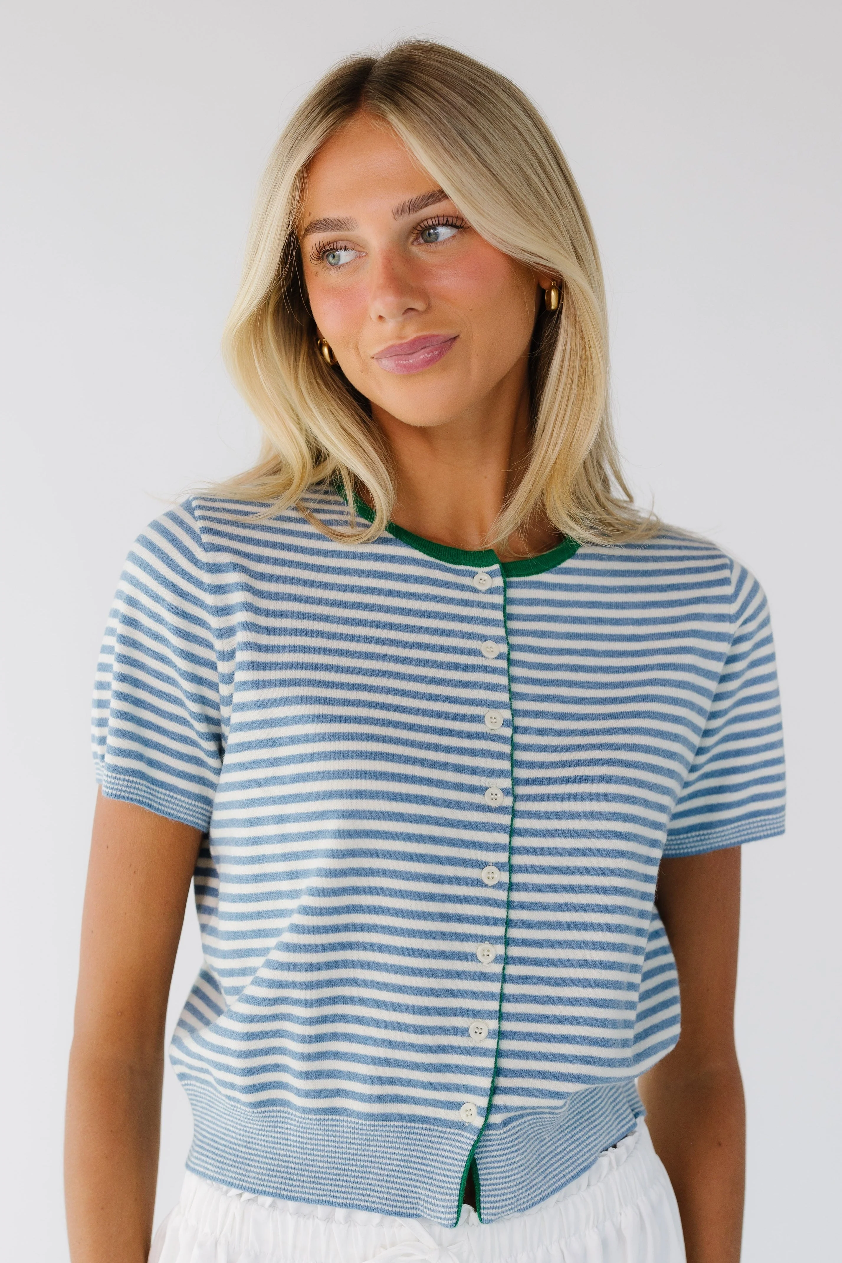 Kassie Button Up Short Sleeve Sweater - Image 3