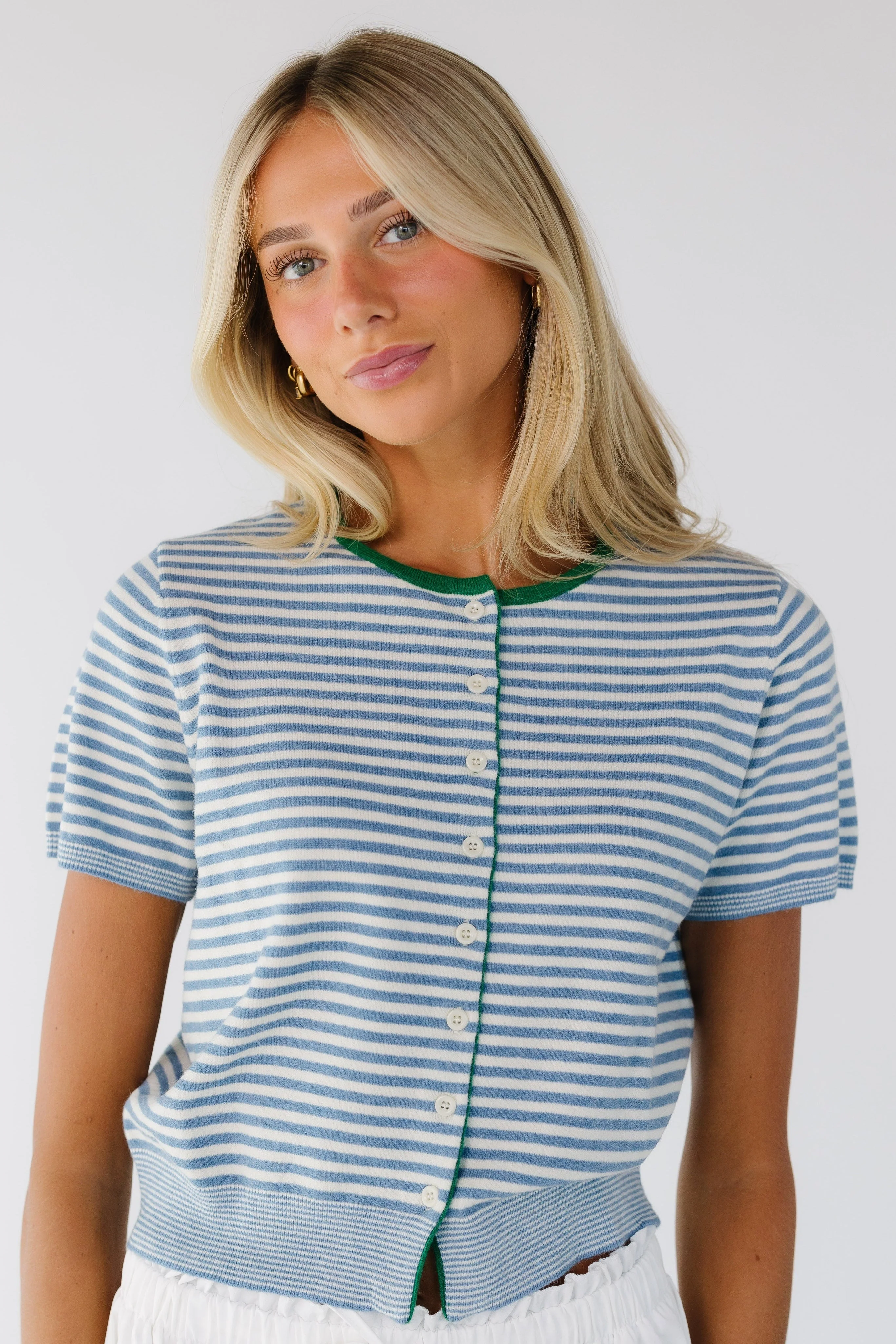 Kassie Button Up Short Sleeve Sweater - Image 4