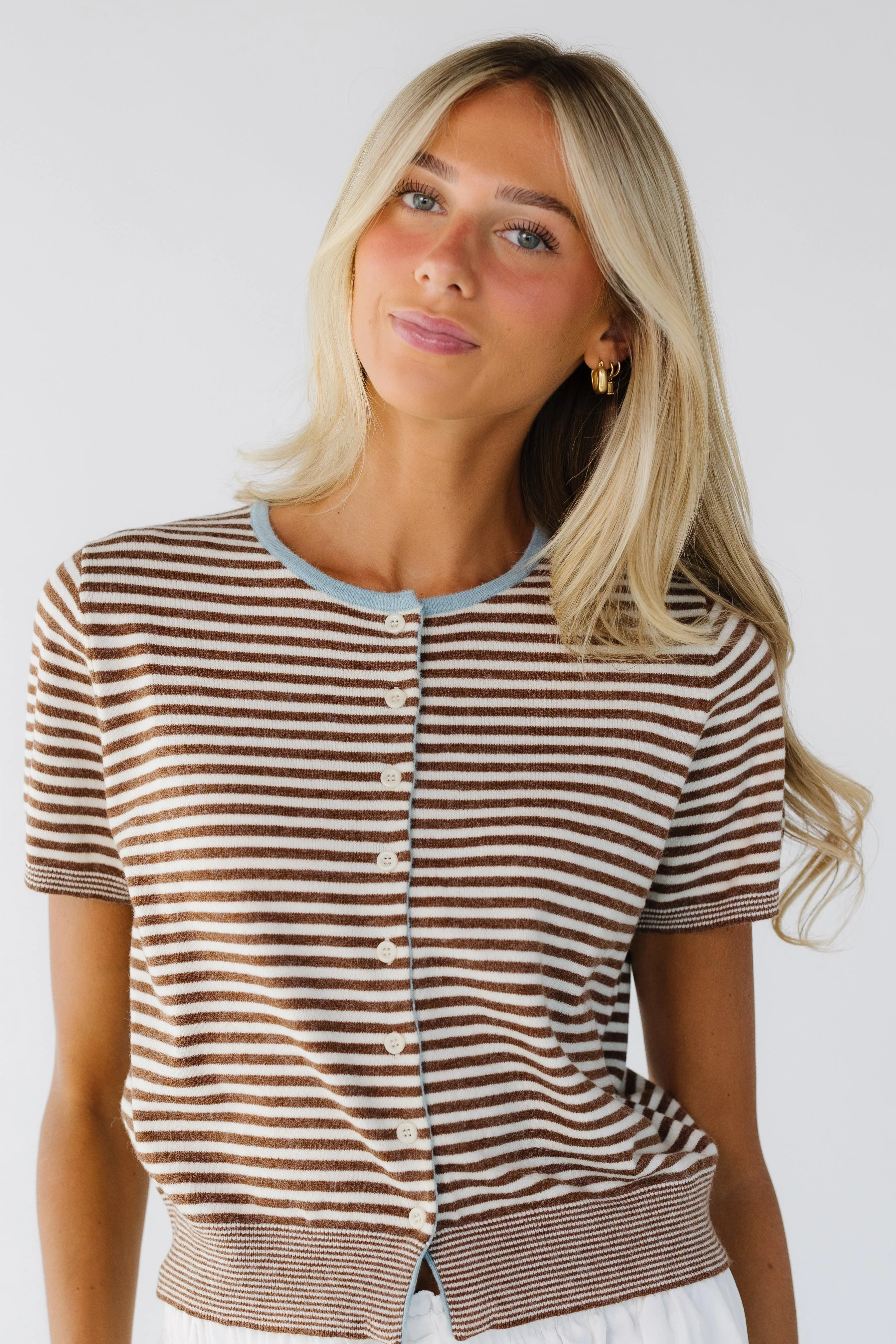 Kassie Button Up Short Sleeve Sweater - Image 7