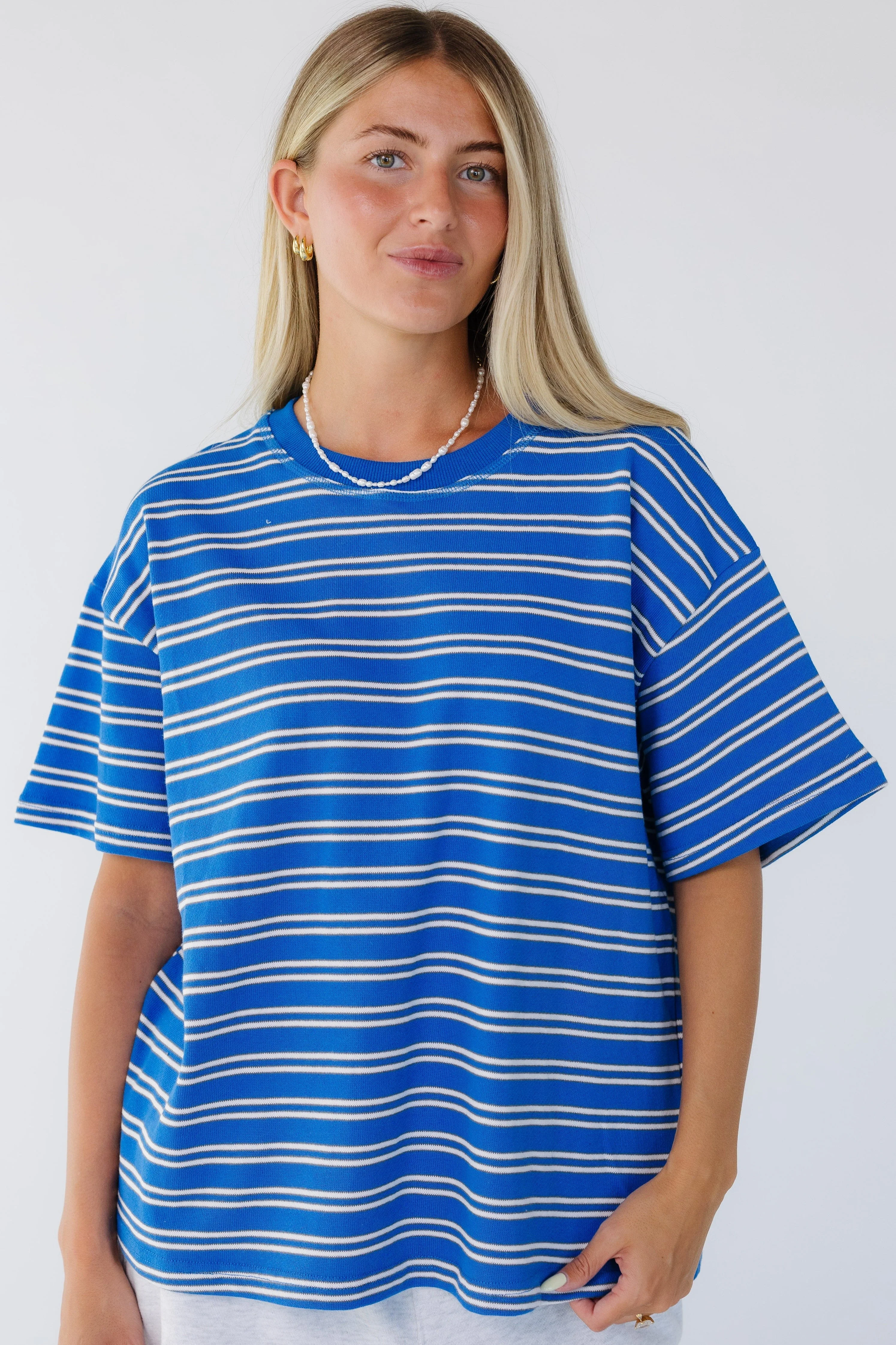 Striped Terry Crew Neck Tee - Image 2