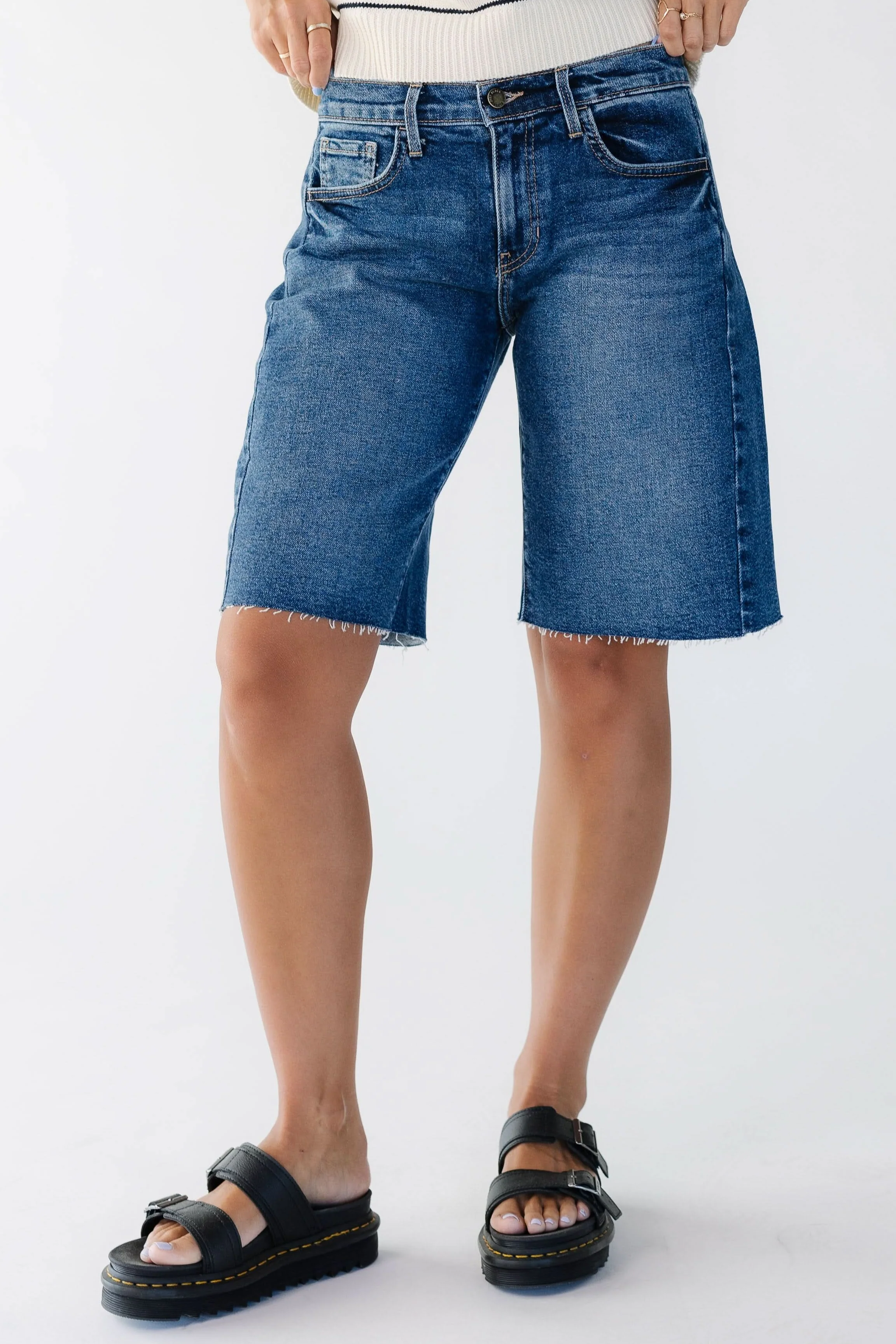 Seamed Denim Shorts - Image 3